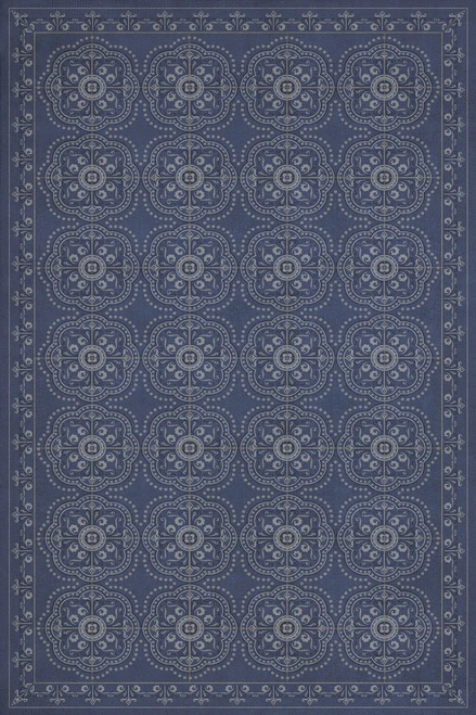 Pattern 28 Indigo Bandana - vinyl floor cloth sizes 20x30, 24x36, 30x44, 38x56
