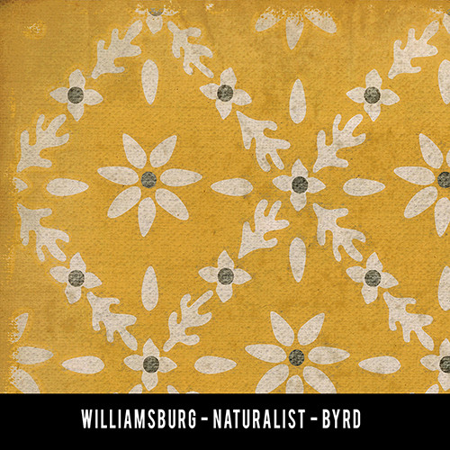 Williamsburg Naturalist Byrd - vinyl floor cloth swatch sample