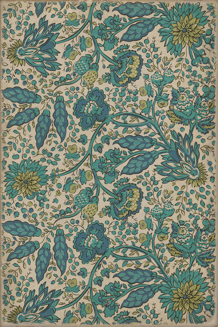 Williamsburg Garden Gate Beneath a Mountains Brow - vinyl floor cloth image for all rectangle sizes 