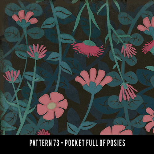 Pattern 73 Pocket Full of Posies - vinyl floor cloth sample swatch