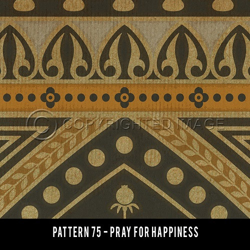 Pattern 75 Pray for Happiness - vinyl floor cloth swatch sample