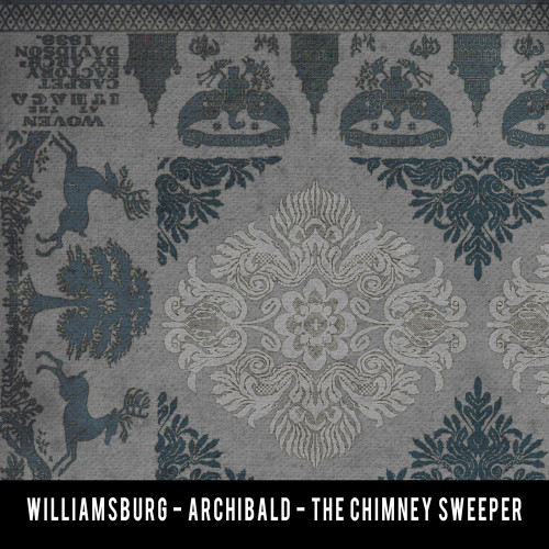 Williamsburg Archibald The Chimney Sweeper - vinyl floor cloth sample swatch