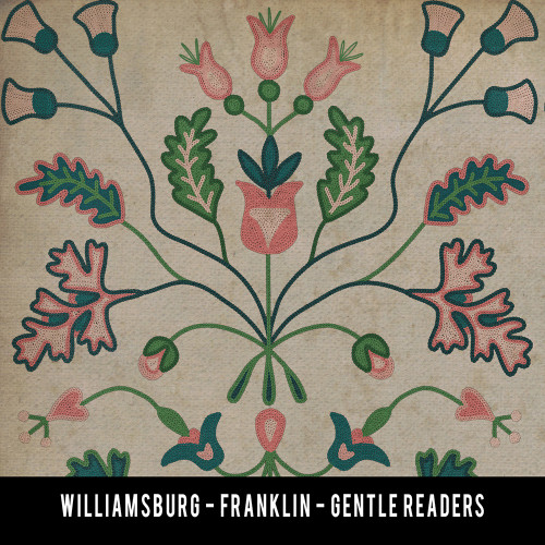 Williamsburg Franklin Gentle Readers - vinyl floor cloth swatch sample