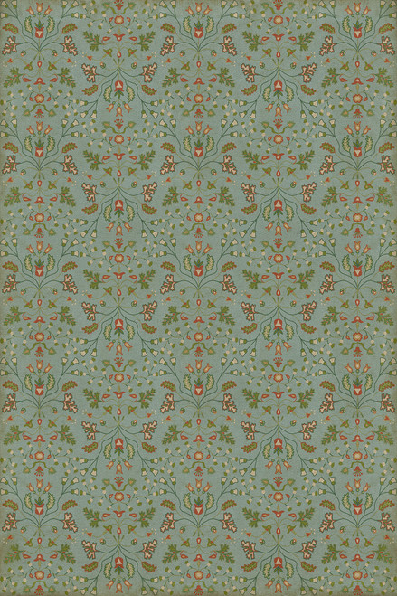 Williamsburg Franklin Polly Baker - vinyl floor cloth sizes 20x30, 24x36, 38x56, 52x76, 70x102
