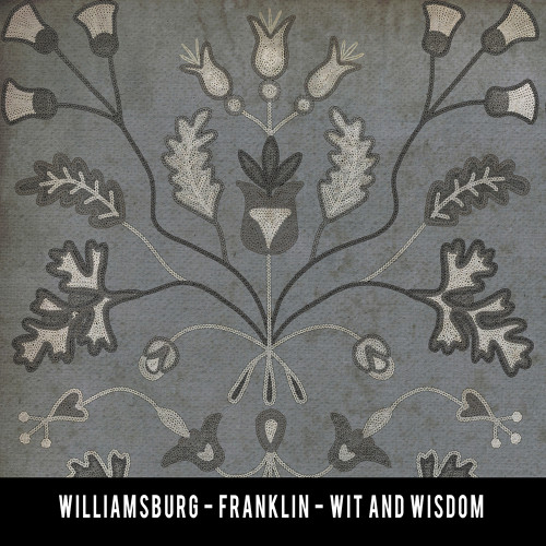 Williamsburg Franklin Wit and Wisdom - vinyl floor cloth size swatch sample