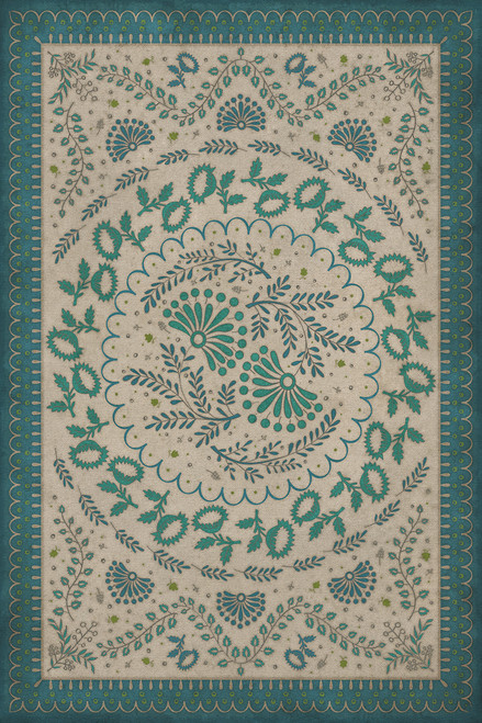 Williamsburg Cozens Brocade Mist Covered Mountains - vinyl floor cloth, Image for all rectangle sizes