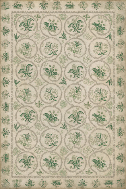 Williamsburg Crewelwork Gayfeather - vinyl floor cloth, image for all rectangle sizes
