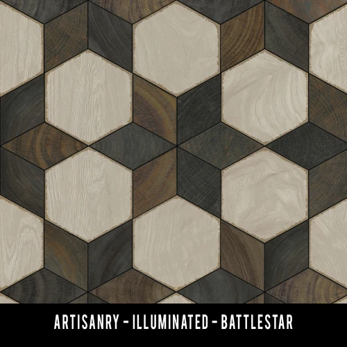 Illuminated Battlestar - vinyl floor cloth swatch sample