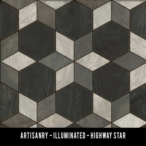 Illuminated Highway Star - vinyl floor cloth swatch sample