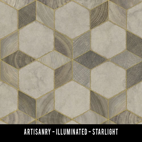 Illuminated Starlight - vinyl floor cloth swatch sample