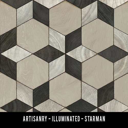 Illuminated Starman - vinyl floor cloth swatch sample