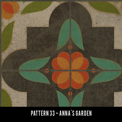 Pattern 33 Annas Garden vinyl floor cloth swatch sample