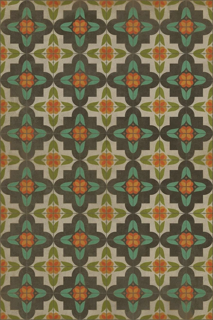 Pattern 33 Annas Garden vinyl floor cloth sizes 20x30, 24x36, 30x44, 38x56, 52x76, 70x102