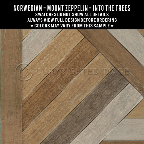 Mount Zeppelin Into the Trees - vinyl floor cloth swatch sample