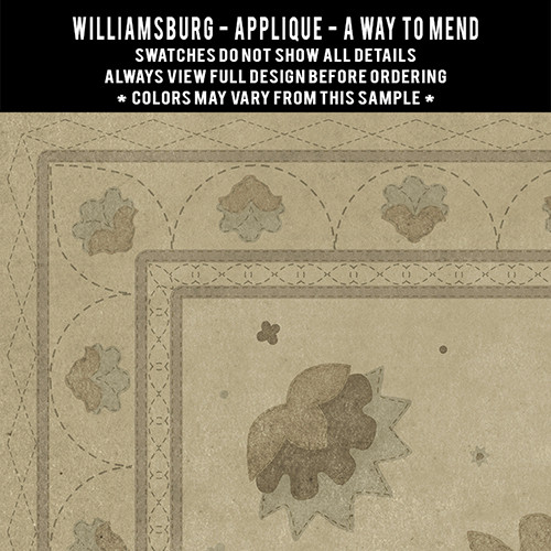 Williamsburg Applique A Way to Mend - vinyl floor cloth swatch sample