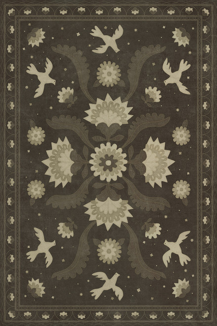 Williamsburg Applique Stitches of the Hours - vinyl floor cloth, Image for all rectangle sizes