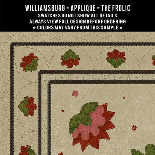 Williamsburg Applique The Frolic - vinyl floor cloth swatch sample