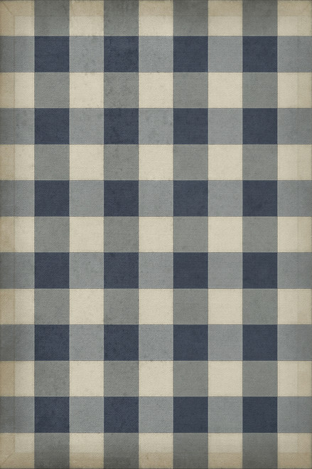 Williamsburg Gingham Canvas Blue - vinyl floor cloth sizes 20x30, 24x36, 38x56