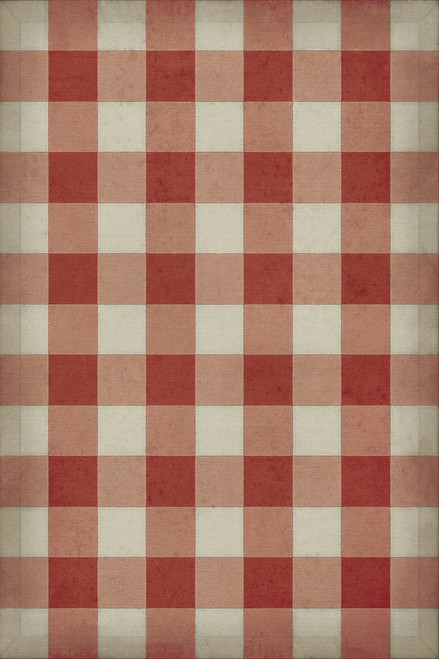 Williamsburg Gingham Canvas Red - vinyl floor cloth sizes 20x30, 24x36, 38x56