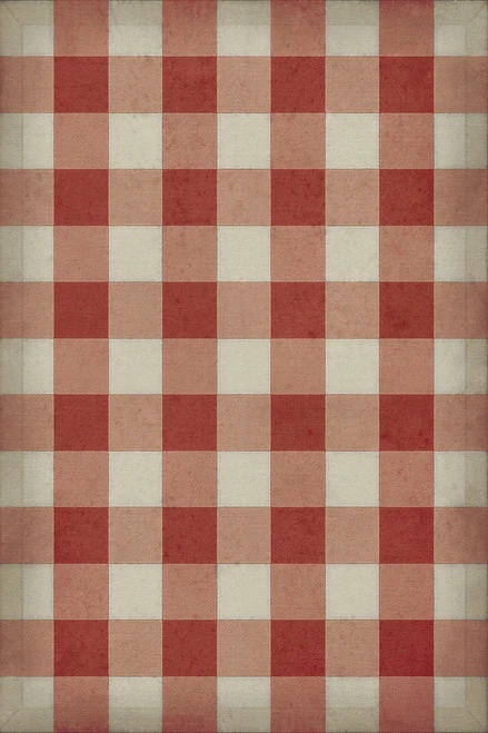 Williamsburg Gingham Canvas Red - vinyl floor cloth sizes 20x30, 24x36, 30x44, 38x56