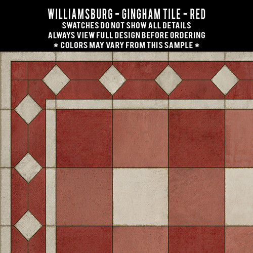 Williamsburg Gingham Tile Red - vinyl floor cloth swatch sample