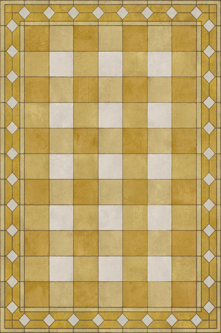 Williamsburg Gingham Tile Yellow - vinyl floor cloth sizes 20x30, 24x36, 38x56