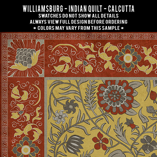 Williamsburg Indian Quilt Calcutta - vinyl floor cloth swatch sample