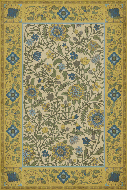 Williamsburg Indian Quilt Sanganer - vinyl floor cloth, image for all rectangle sizes