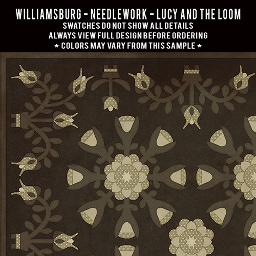 Williamsburg Needlework Lucy and the Loom - vinyl floor cloth swatch sample