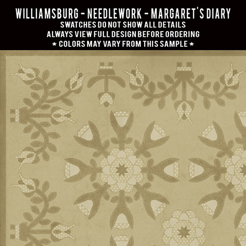 Williamsburg Needlework Margaret's Diary - vinyl floor cloth swatch sample