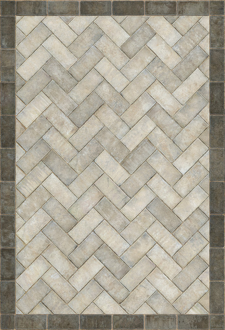 Williamsburg Herringbone brick The Silversmith - vinyl floor cloth size 52x76