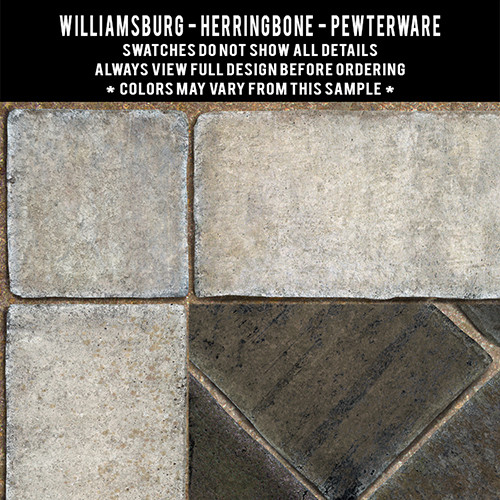 Williamsburg Herringbone Brick Pewterware - vinyl floor cloth swatch sample