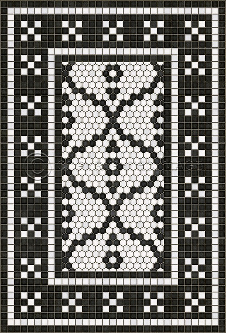 Mosaic B - Belmont Park Vinyl Floorcloth - 38in x 56in