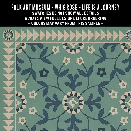 Whig Rose Life is a Journey - vinyl floor cloth 5"x5" swatch