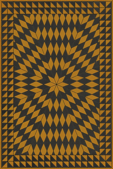 Sunburst Swinging Lamps at Night - vinyl floor cloth sizes 20x30, 24x36, 30x44, 38x56