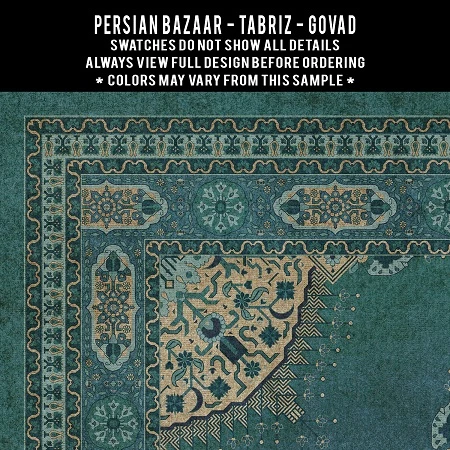 Tabriz Govad - vinyl floor cloth 5"x5" swatch