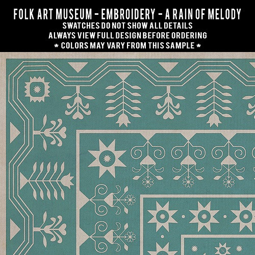 Embroidery A Rain of Melody - vinyl floor cloth swatch sample