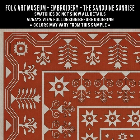 Embroidery The Sanguine Sunrise - vinyl floor cloth 5"x5" swatch