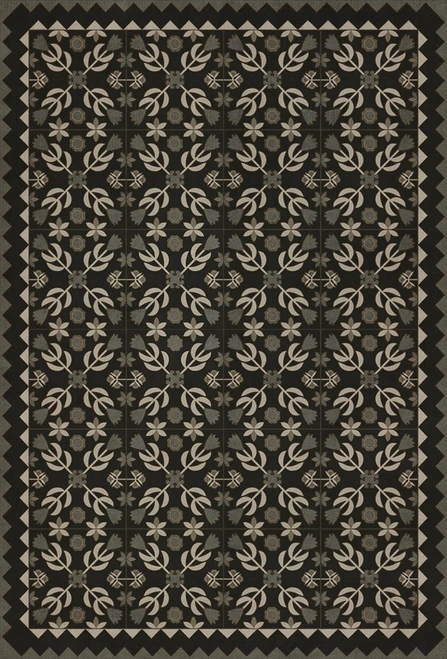 Floral Quilt First Day of Spring - vinyl floor cloth sizes 20x30, 24x36, 30x44, 38x56
