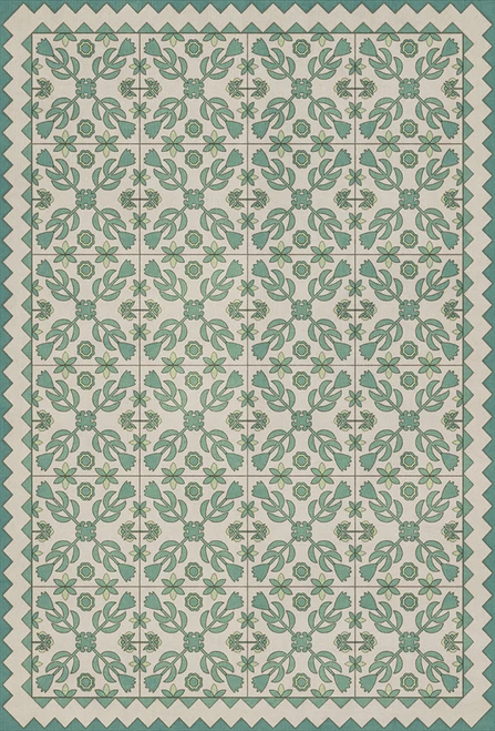 Floral Quilt First Snow - vinyl floor cloth sizes 20x30, 24x36, 30x44, 38x56