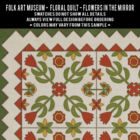 Floral Quilt Flowers in the Mirror - vinyl floor cloth 5"x5" swatch