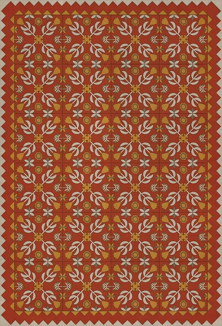 Floral Quilt This Old Village - vinyl floor cloth sizes 20x30, 24x36, 30x44, 38x56