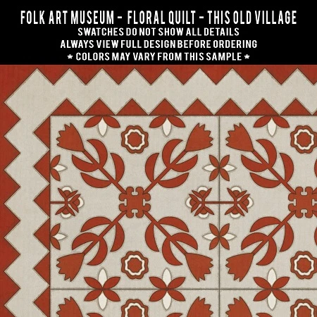 Floral Quilt This Old Village - vinyl floor cloth 5"x5" swatch