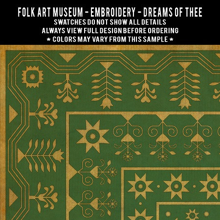 Embroidery Dreams of Thee - vinyl floor cloth swatch sample