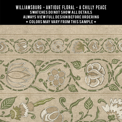 Williamsburg Antique Floral A Chilly Peace - vinyl floor cloth 5"x5" swatch sample