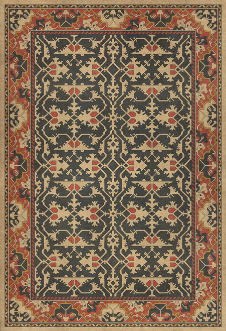 Williamsburg Lotto Ushak Description of Love - vinyl floor cloth sizes 52x76, 70x102