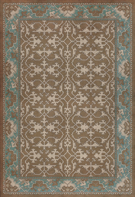 Williamsburg Lotto Ushak A Birdsong - vinyl floor cloth sizes 52x76, 70x102