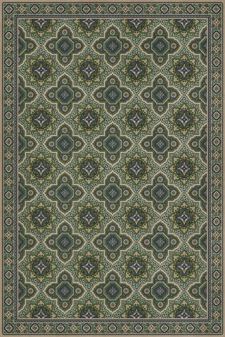 Williamsburg Antiquary Fly Leaf - vinyl floor cloth sizes 20x30, 24x36, 30x44, 38x56, 52x76, 70x102