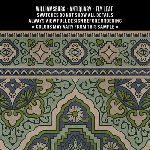 Williamsburg Antiquary Fly Leaf - vinyl floor cloth sizes  5"x5" swatch sample
