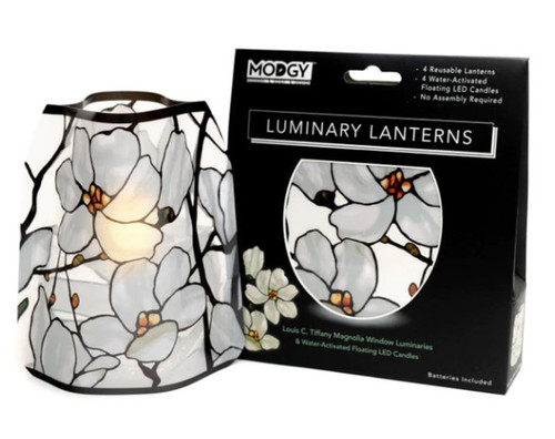 Tiffany Magnolias Luminary set of 4